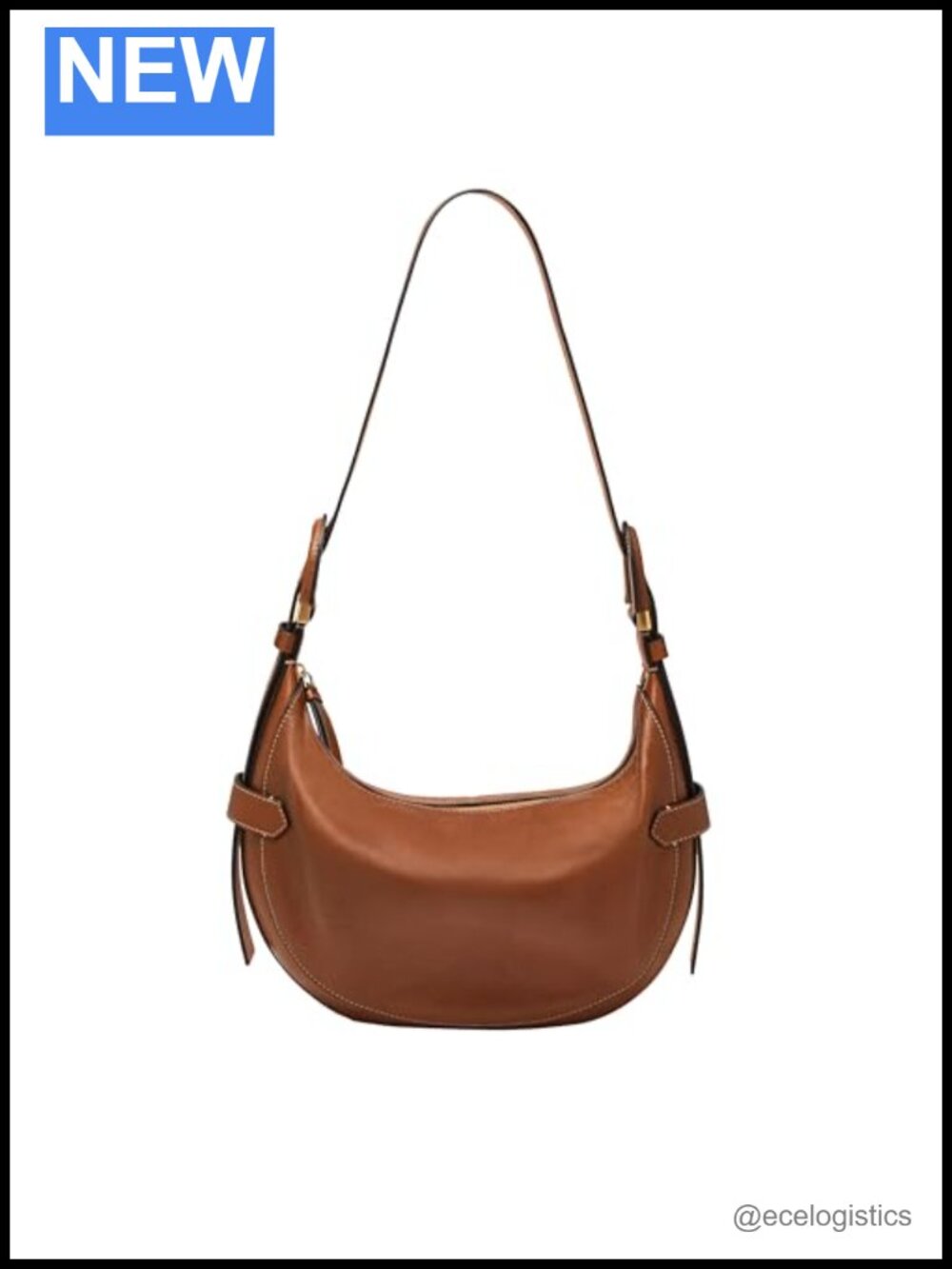 Fossil Harwell LiteHide Leather Hobo Purse - Zipper Closure, Adjustable Strap